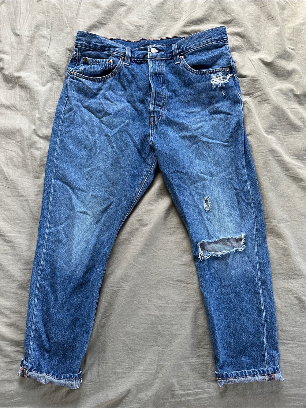 Levi's High-Rise Distressed 501 S Blue Women's Jeans